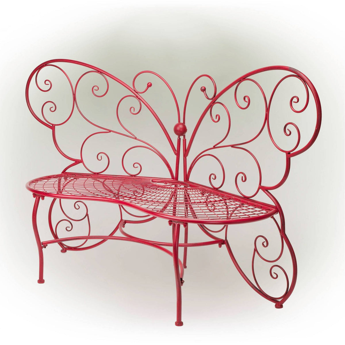 Red Butterfly Metal Bench I234