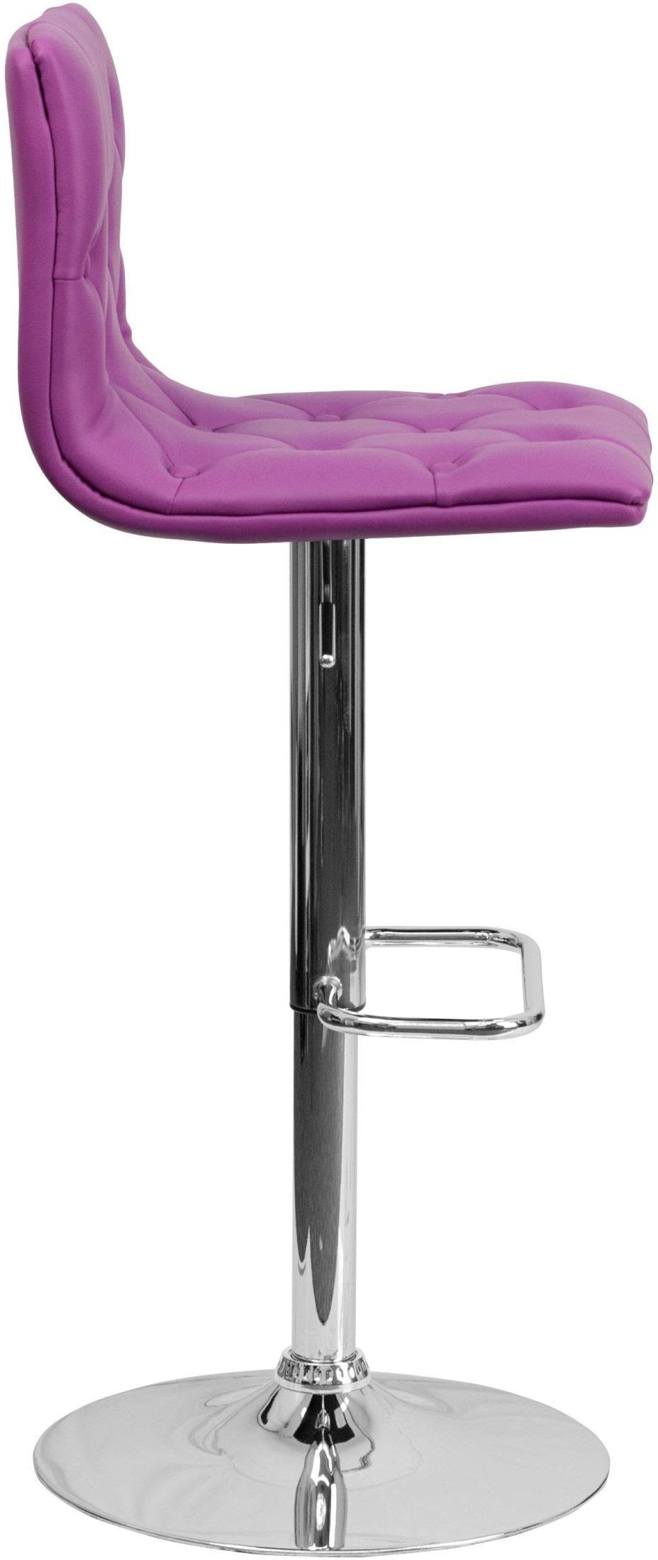 Purple Vinyl Adjustable Height Barstool with Chrome Base B591