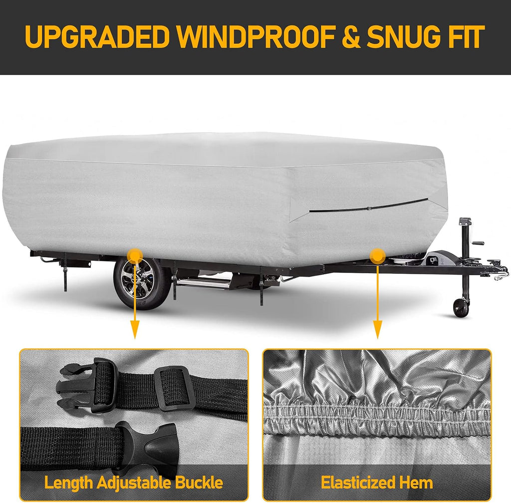 Reinforced 500D Waterproof Pop Up Camper Cover, 87" W 42" H, Silver N54092