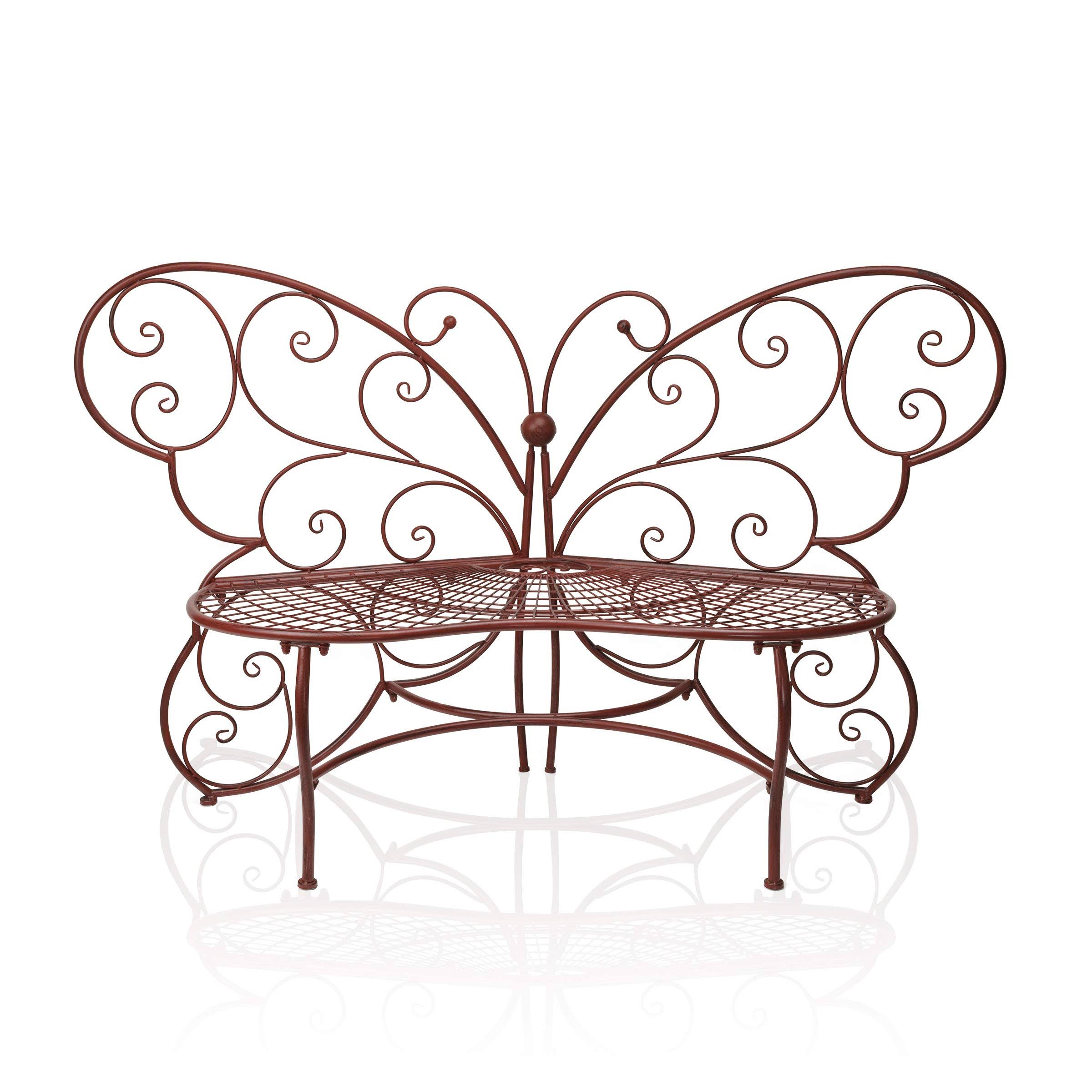 Red Butterfly Metal Bench I234