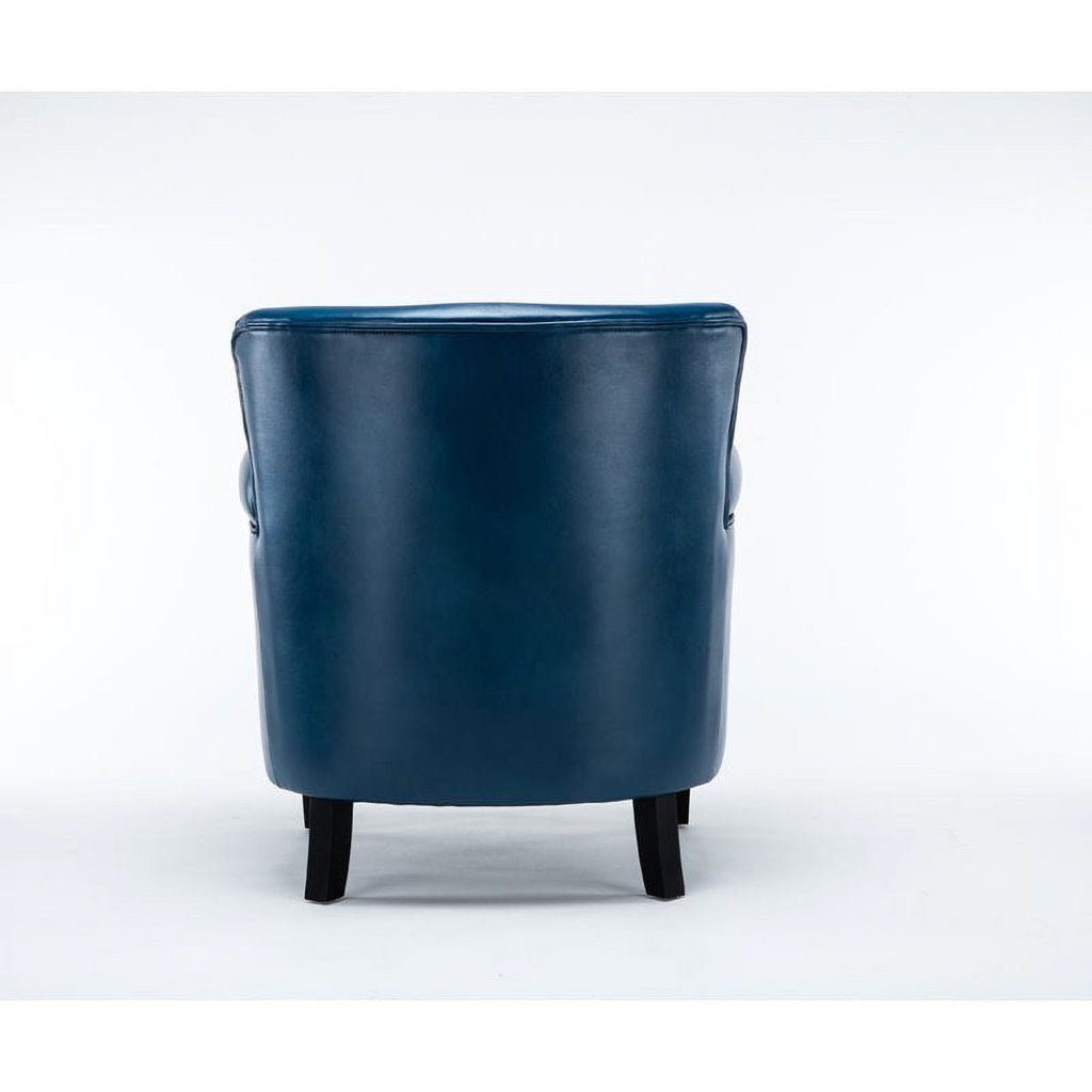 2 Piece Faux Leather Club Accent Chair Set in Navy Blue H64361