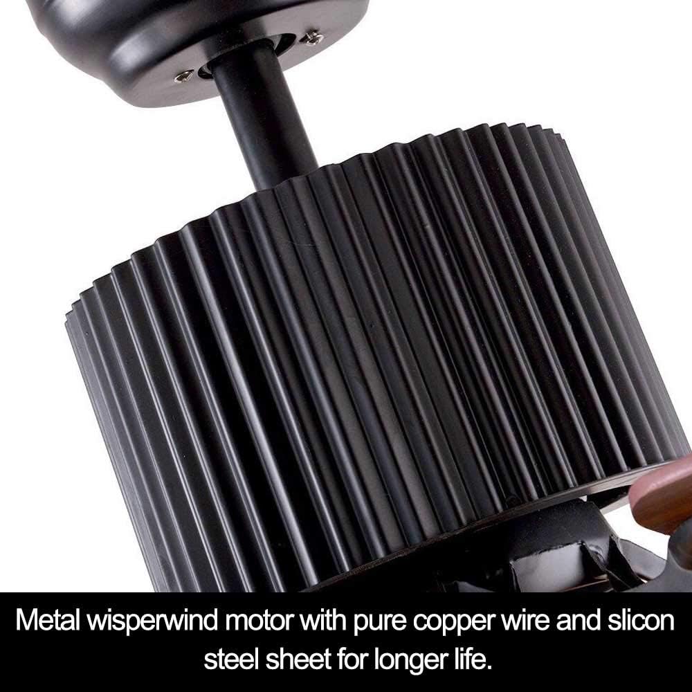 Retro Industrial Ceiling Fan Light with Iron Cage Cover Pull Chain Remote and 5 Reversible Wood Leaves 52Inch U329716