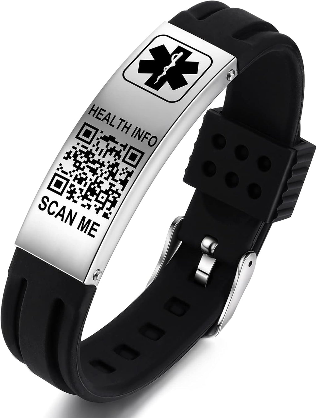 Silicone Waterproof Medical Alert ID Bracelet H1922