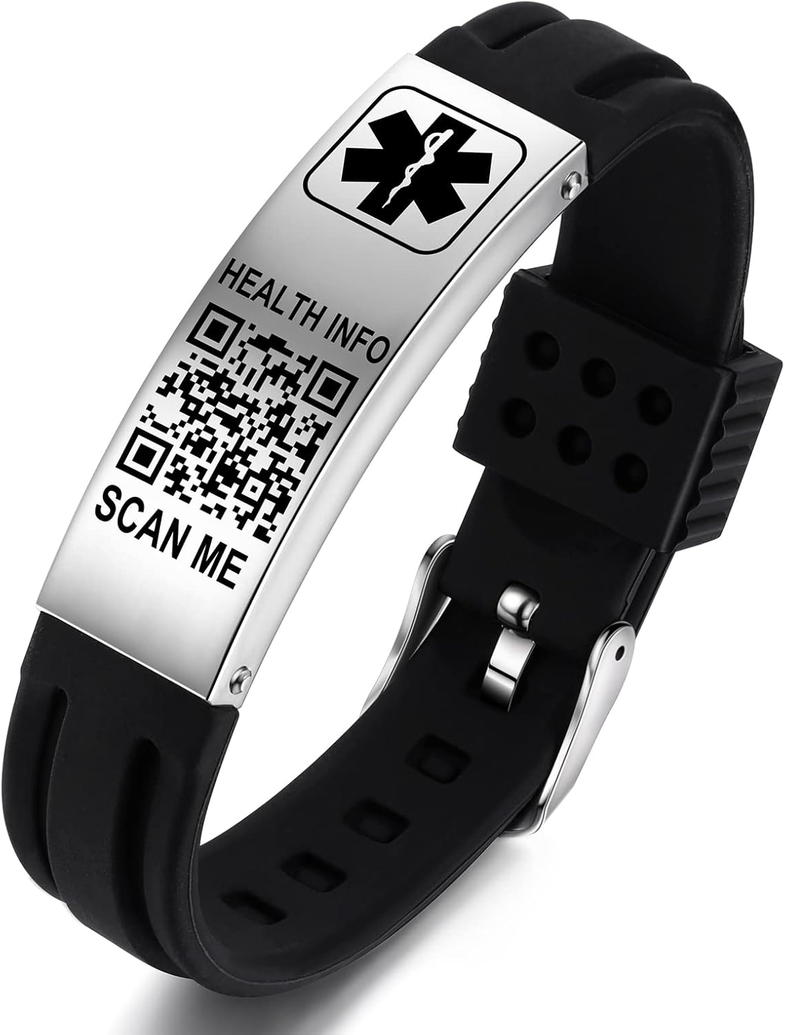 Silicone Waterproof Medical Alert ID Bracelet H1922