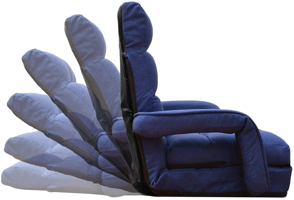 Blue Folding Gaming Sofa Recliner Chair with Pillow G1642