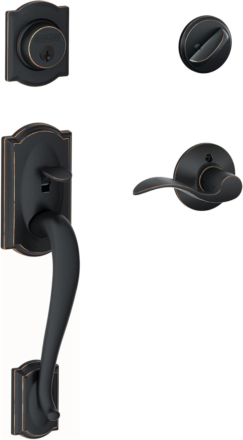 Aged Bronze Front Entry Handleset with Deadbolt Q51394