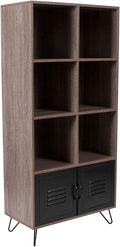 6 Cube Storage Organizer Bookcase with Metal Cabinet Doors T23236