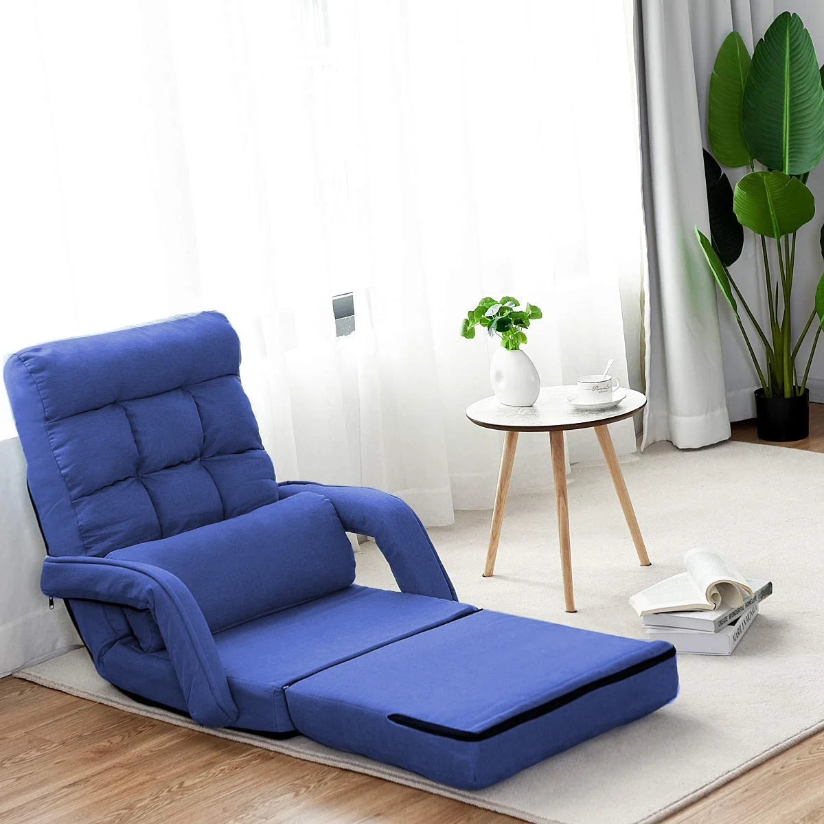 Blue Folding Gaming Sofa Recliner Chair with Pillow G1642