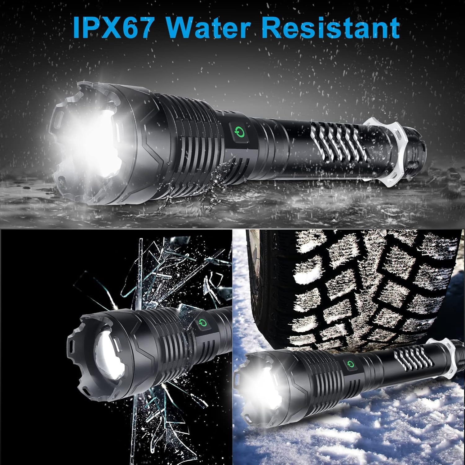 Rechargeable LED Tactical Flashlight, 120000 Lumen, USB Fast Charge, IPX6 Waterproof N1207