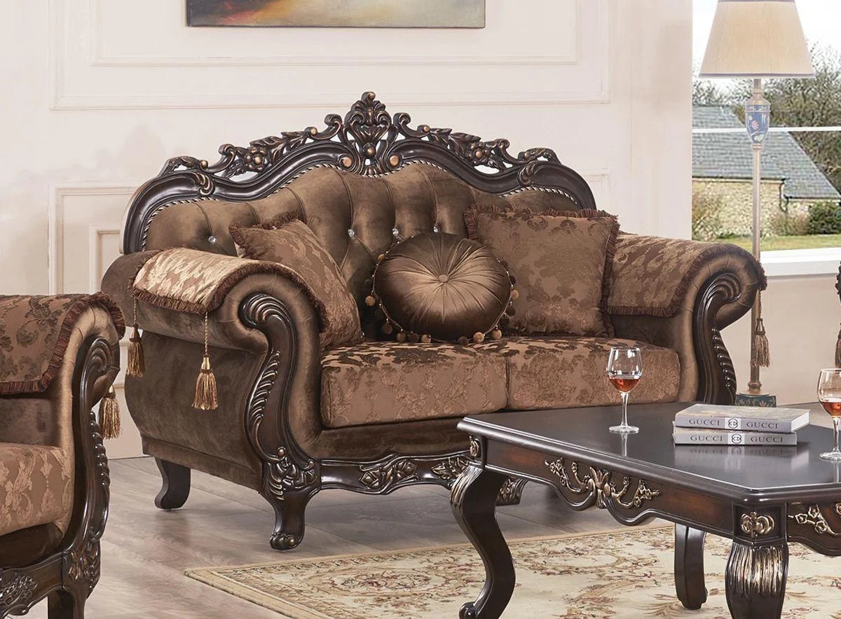 Carved Wood Sofa Set 3Pcs K39157