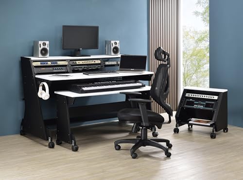 Black 88 Keys Music Studio Desk Workstation with Rack Cabinet U8588