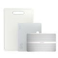 Chalk White Plastic Cutting Board Set with Defrosting Tray A8446