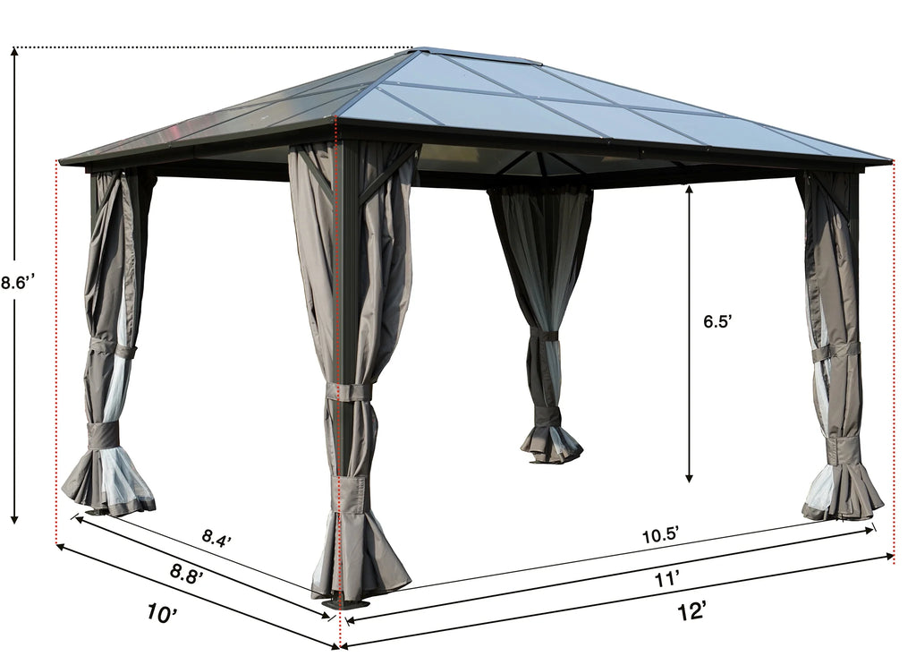 Gray Polycarbonate Aluminum Gazebo Q7807