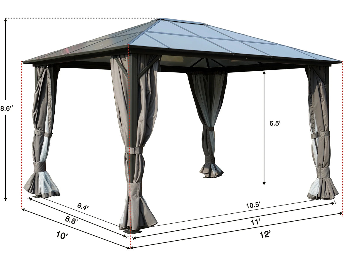 Gray Polycarbonate Aluminum Gazebo Q7807