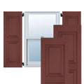 Cottage Red Raised Panel Shutters Pair H474