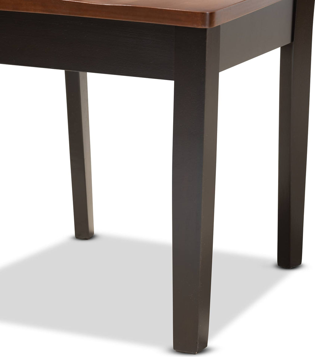 2-Piece Dark Brown and Walnut Brown Wood Dining Chair I42798