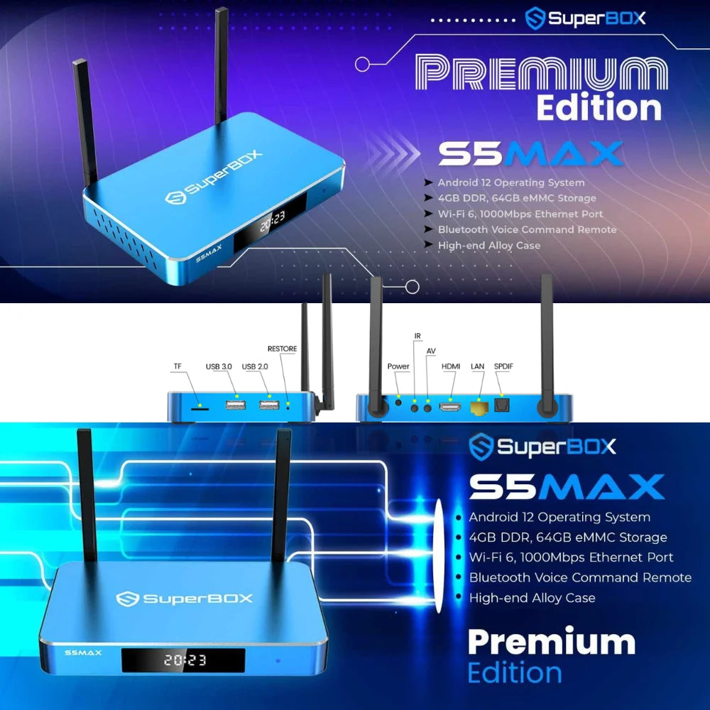 Super bundle Box S5 Max 8K HDMI, Backlit keyboard Remote with voice remote Control Y47932