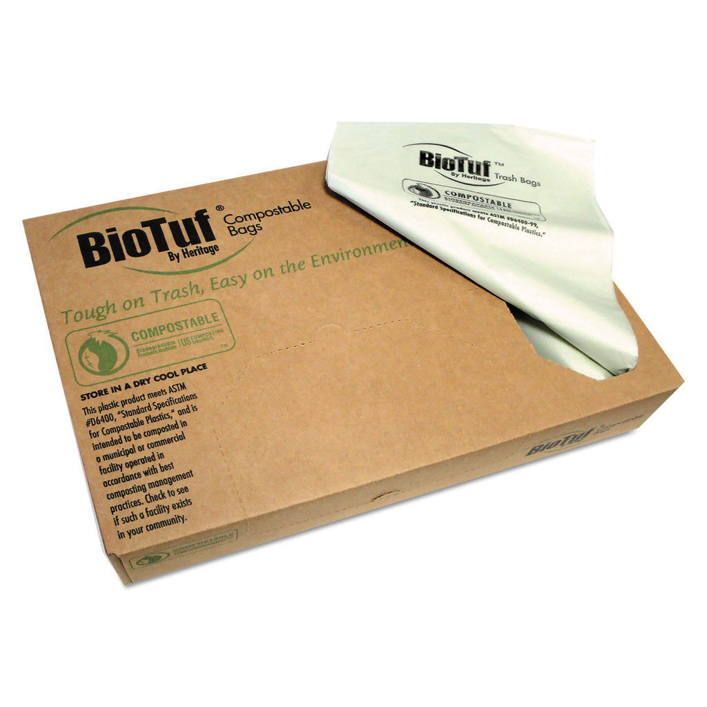 Compostable Can Liners, 64 gal, 0.8 mil, 47x22 x 60 L43955
