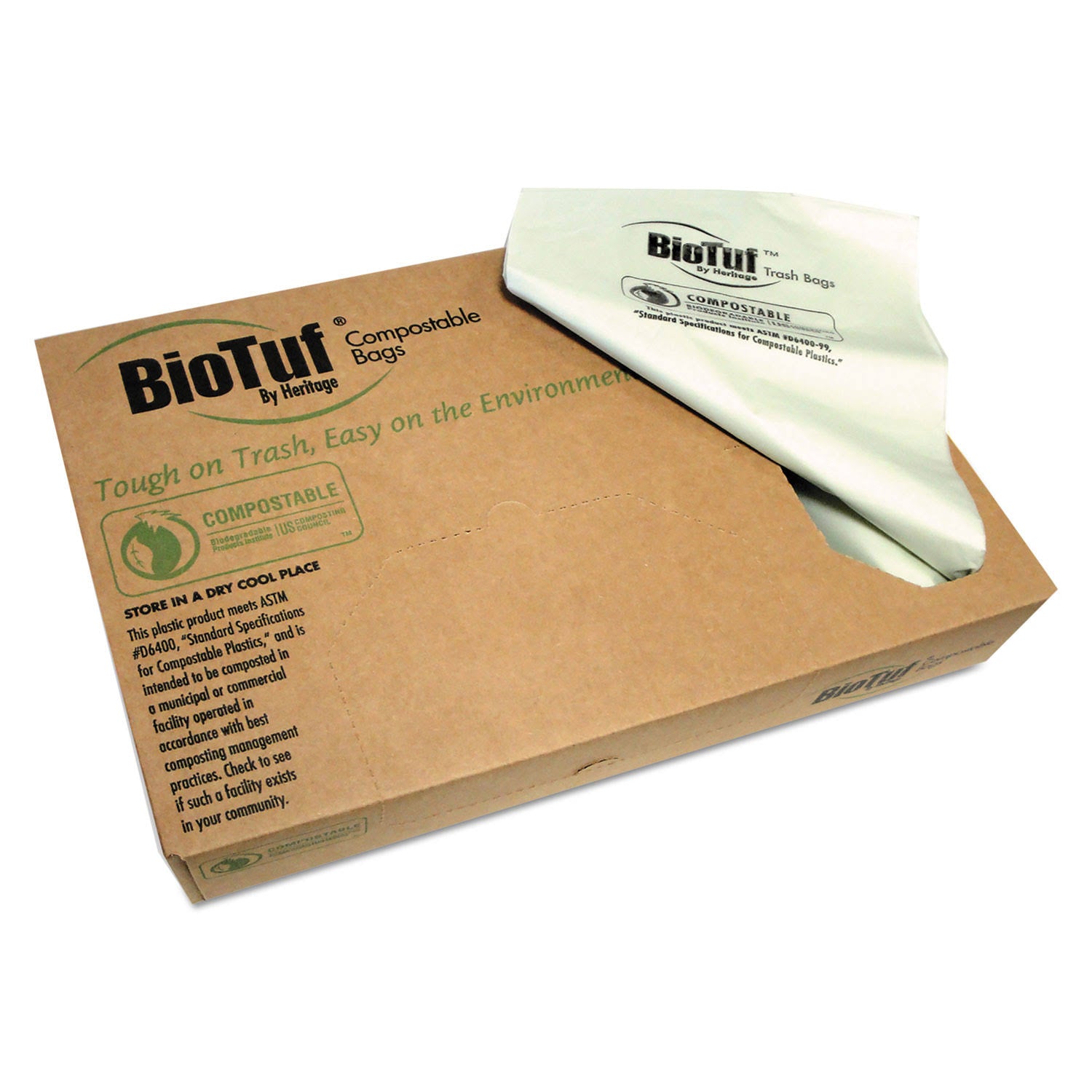 Compostable Can Liners, 64 gal, 0.8 mil, 47x22 x 60 L43955