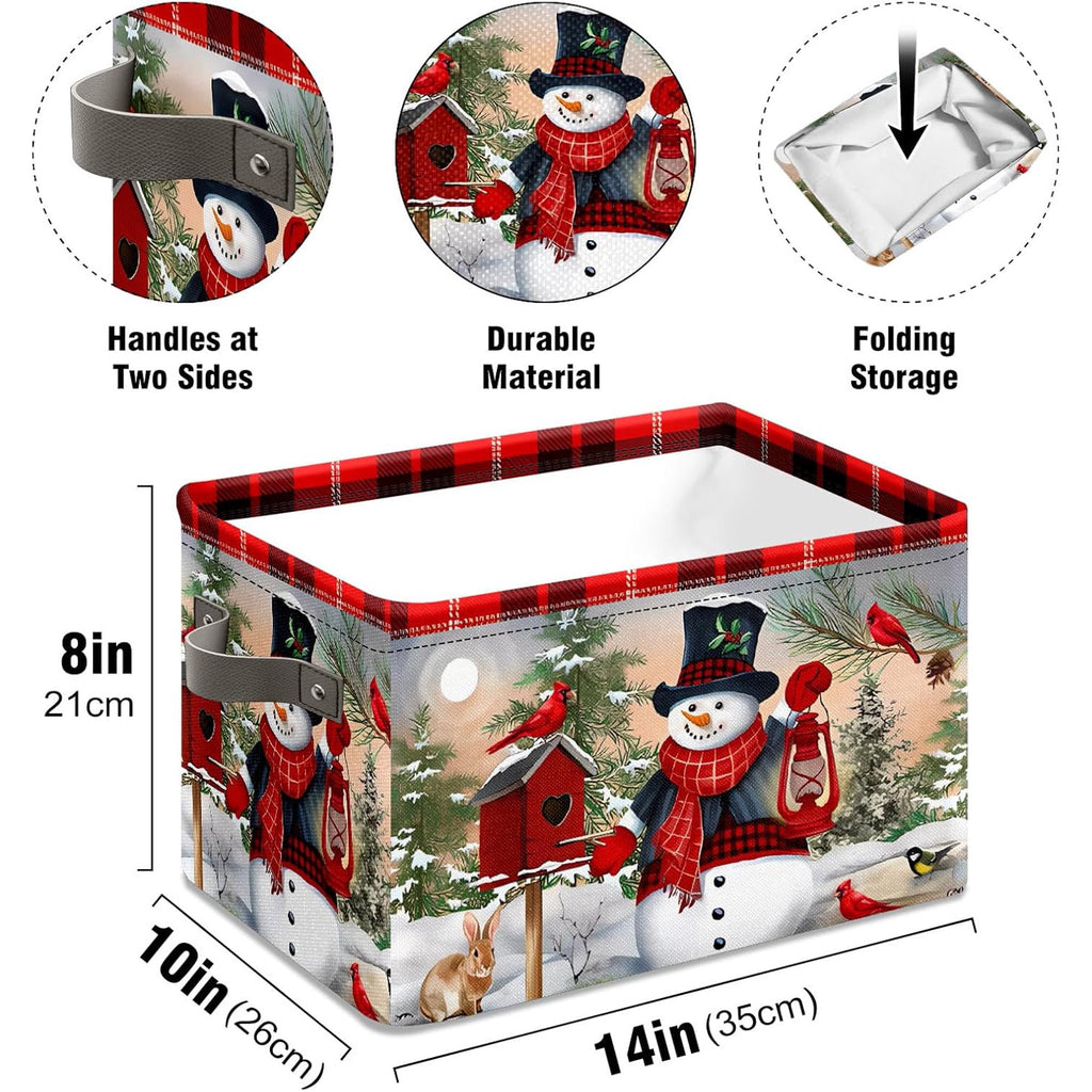Christmas Snowman Fabric Storage Baskets with Handles, 2 count L4432
