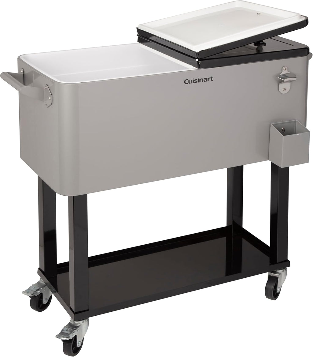 Portable 80-Quart Outdoor Cooler Cart with Dual-Sided Lid H21907