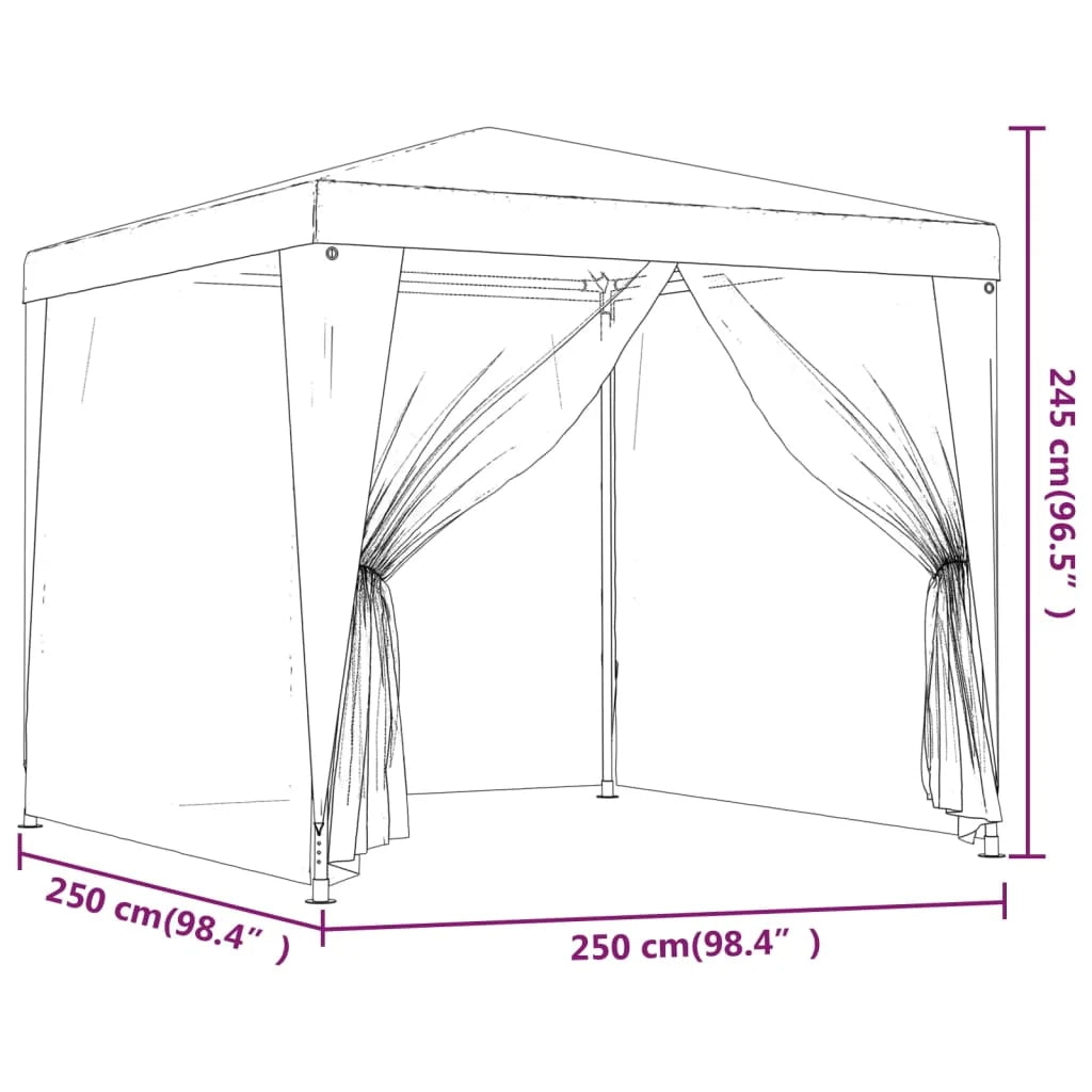 Green 8.2'x8.2' HDPE Party Tent with 4 Mesh Sidewalls D2912