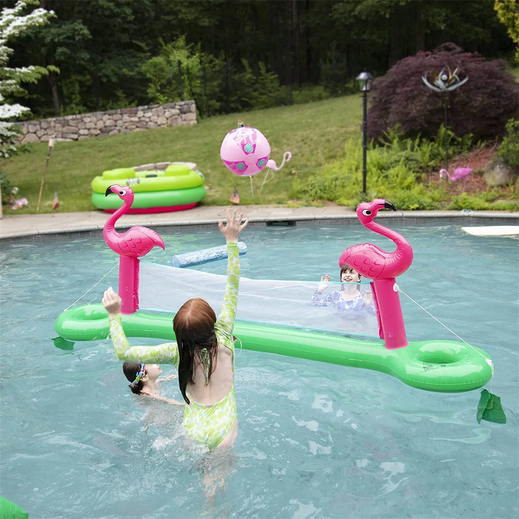 Inflatable Flamingo Pool Volleyball Net with Ball Set T300807