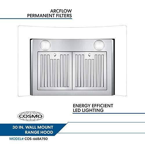 30x22 Wall Mount Range Hood with Glass, Stainless Steel I473