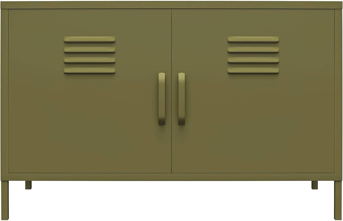 White 2 Door Metal Locker Accent Cabinet V637