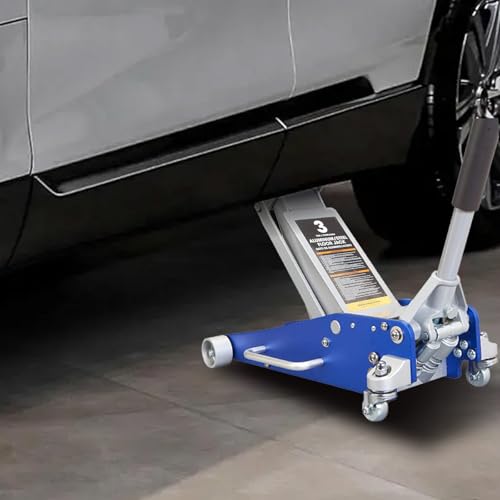 1.5 Ton Aluminum and Steel Hydraulic Low Profile Floor Jack with Dual Piston Quick Lift Pump, 3,000 lb Capacity U33193