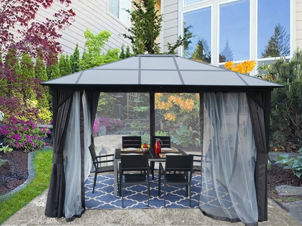 Gray Polycarbonate Aluminum Gazebo Q7807