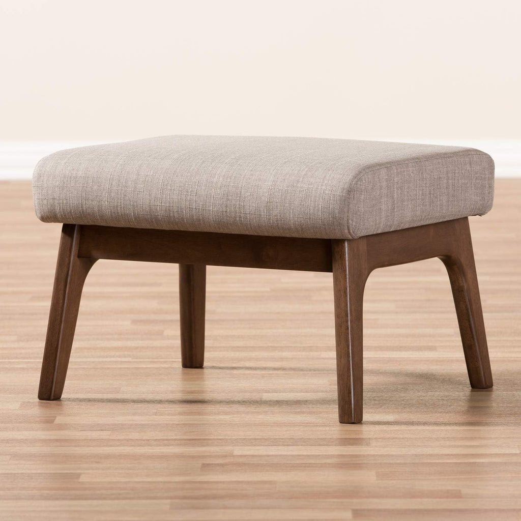Light Grey Walnut Brown Fabric Polyester Ottoman Pack of 2 F39447