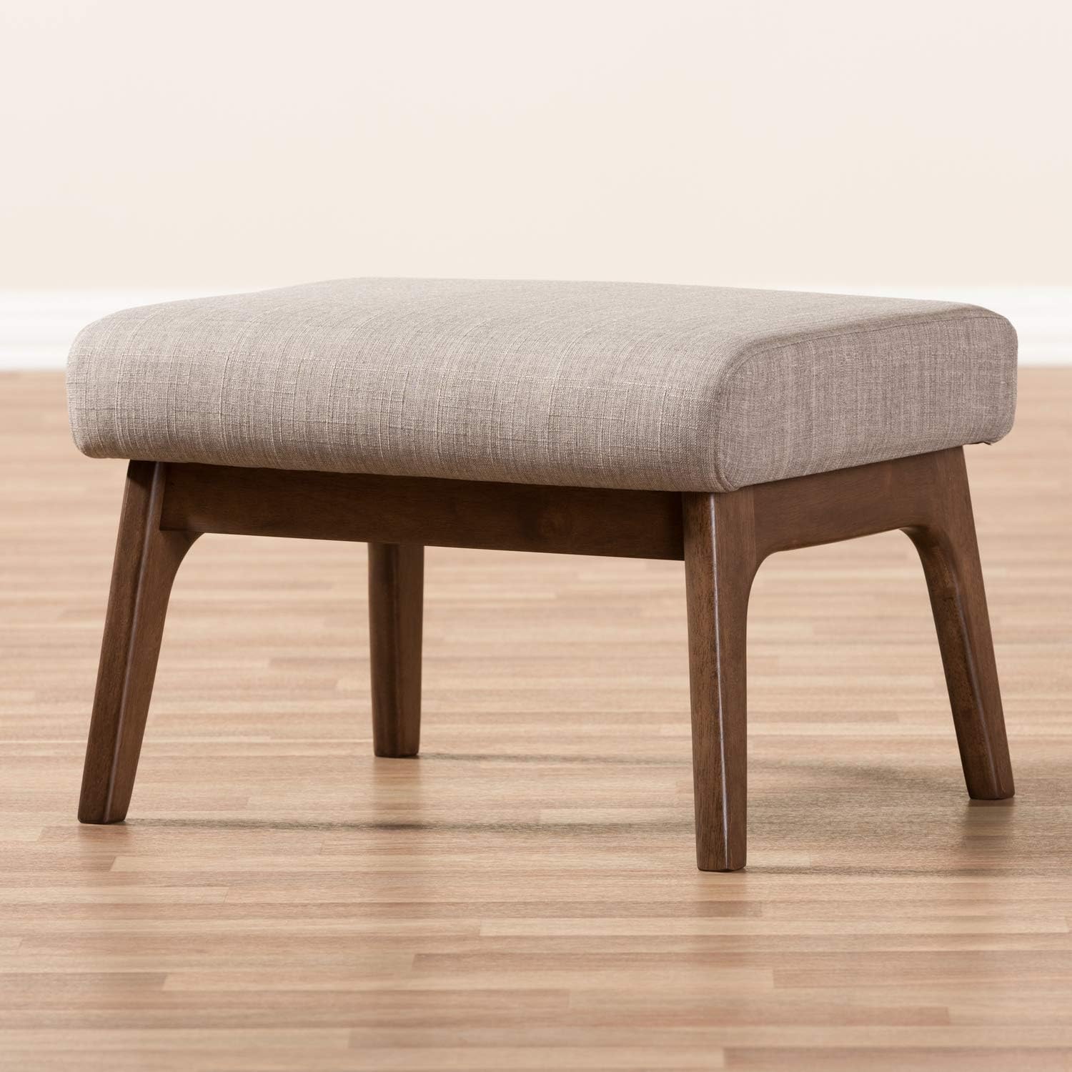 Light Grey Walnut Brown Fabric Polyester Ottoman Pack of 2 F39447