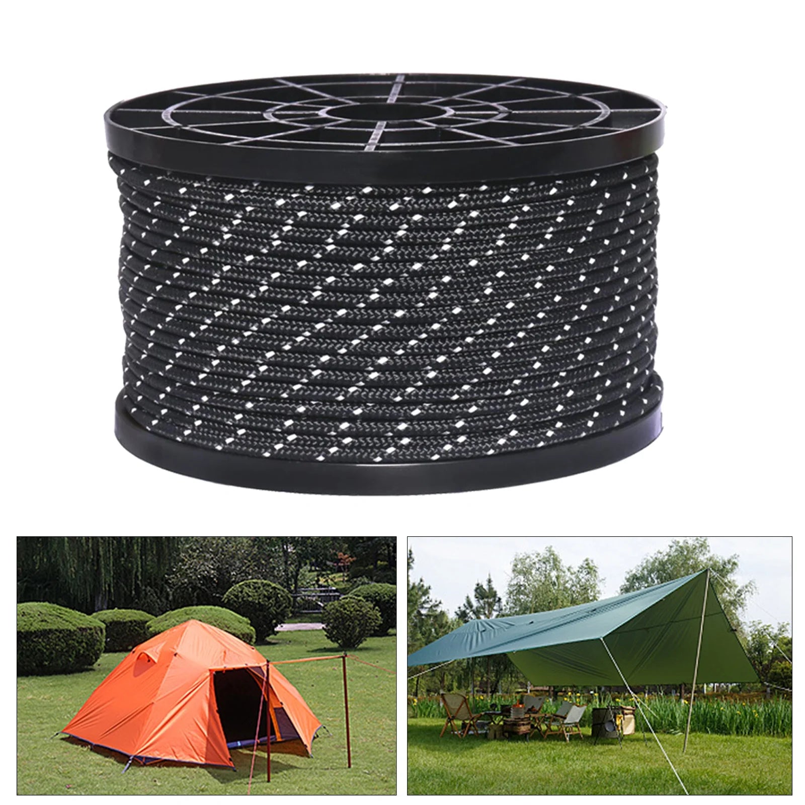 Black 3mm Nylon Reflective Guyline Tent Accessories Z537