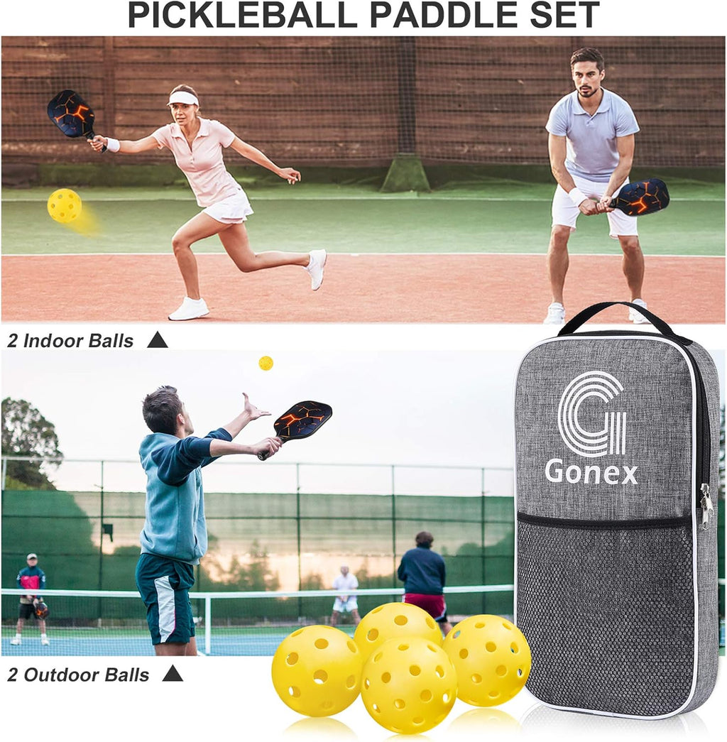 Graphite Pickleball Paddles Set of 2 with 4 Balls and Carry Bag K8794