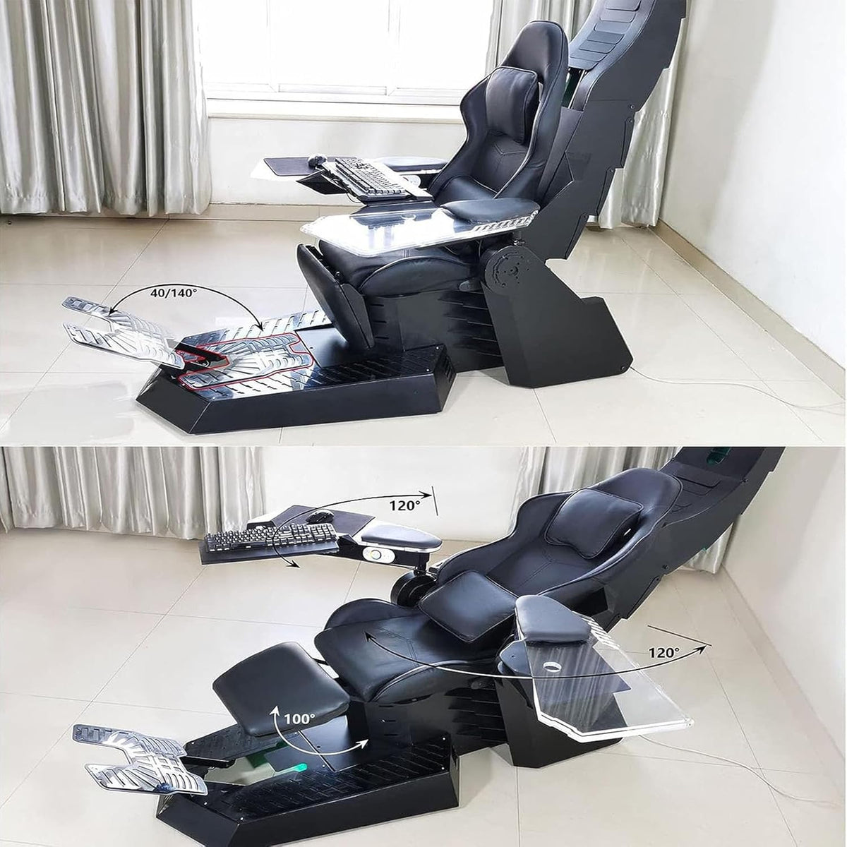 Zero-Gravity Gaming Chair with Leather Back and Metal Shell X174