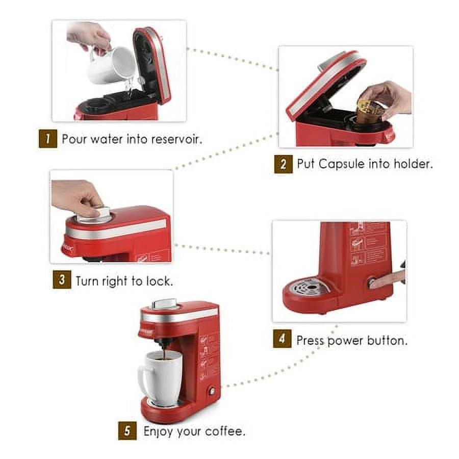 Mini Single Serve Coffee Maker for K Pod & Ground Coffee N983793