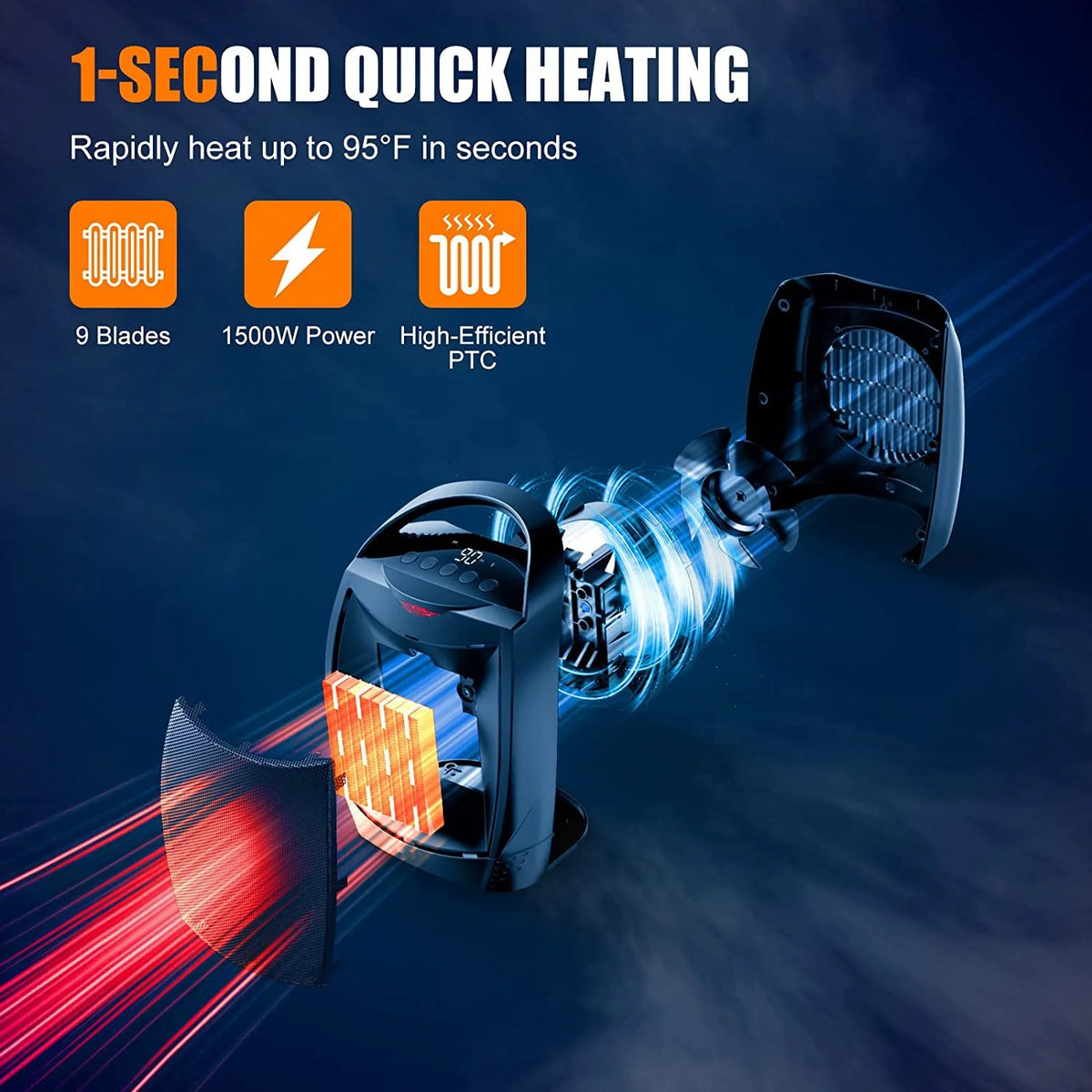 1500W Portable Electric Heater with Timer G86457