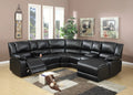 Black Bonded Leather Sectional Sofa with Cup Holder K59722