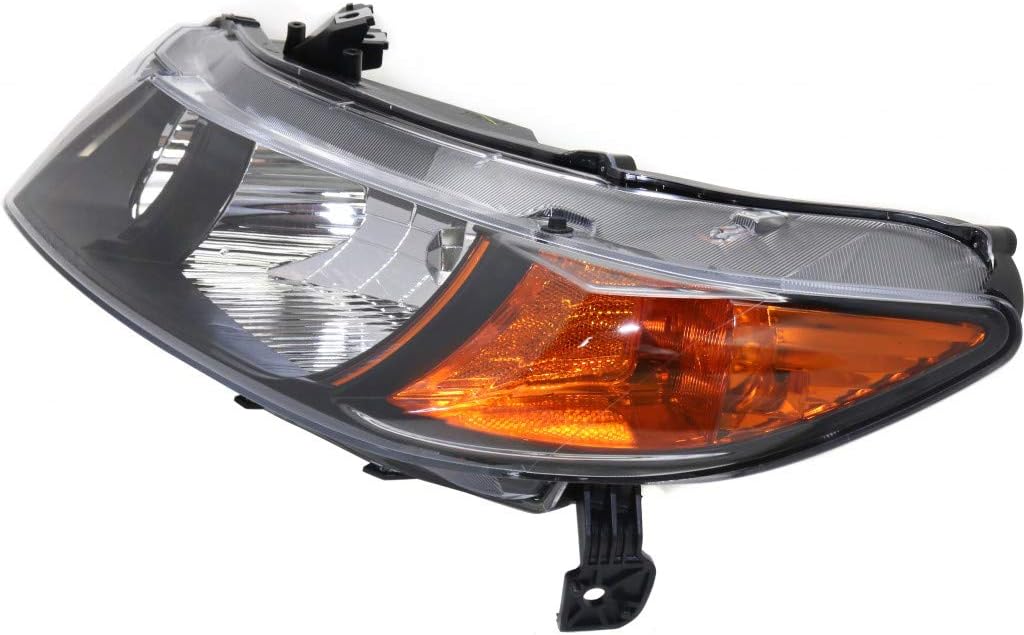 Headlight Assembly for Honda Civic 2006 2007 Driver Side Black Housing with Bulbs W751