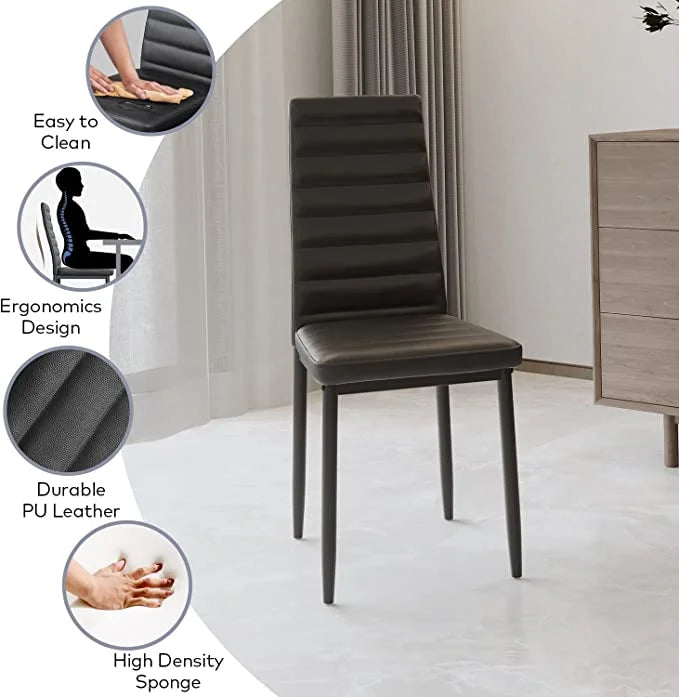 Black PU Leather Dining Table Set with 6 Chairs T89490