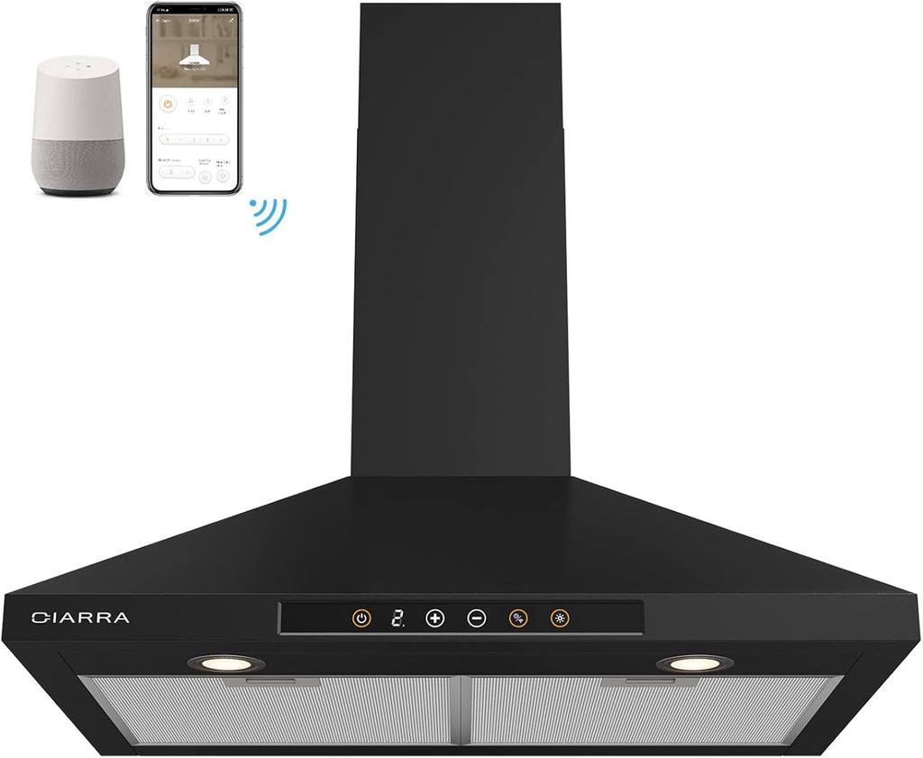 Black 30 inch 450 CFM Vent Hood with Push Button Control Y40650