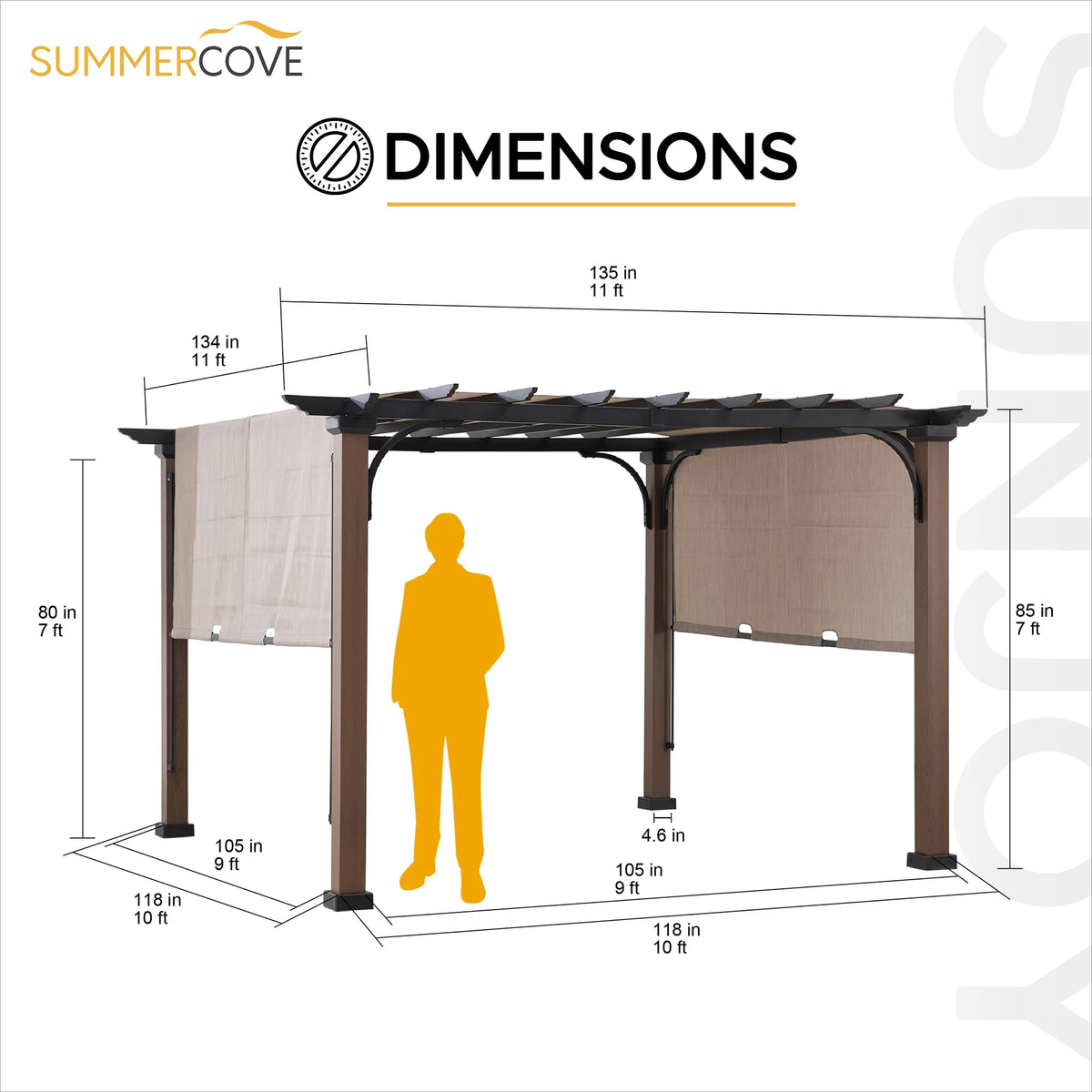 11 x 11 ft. Metal Pergola with Tan Adjustable Canopy A641131