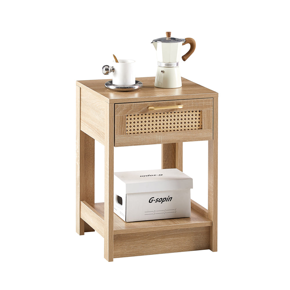 Rattan Nightstand with Drawer and Shelf N5537