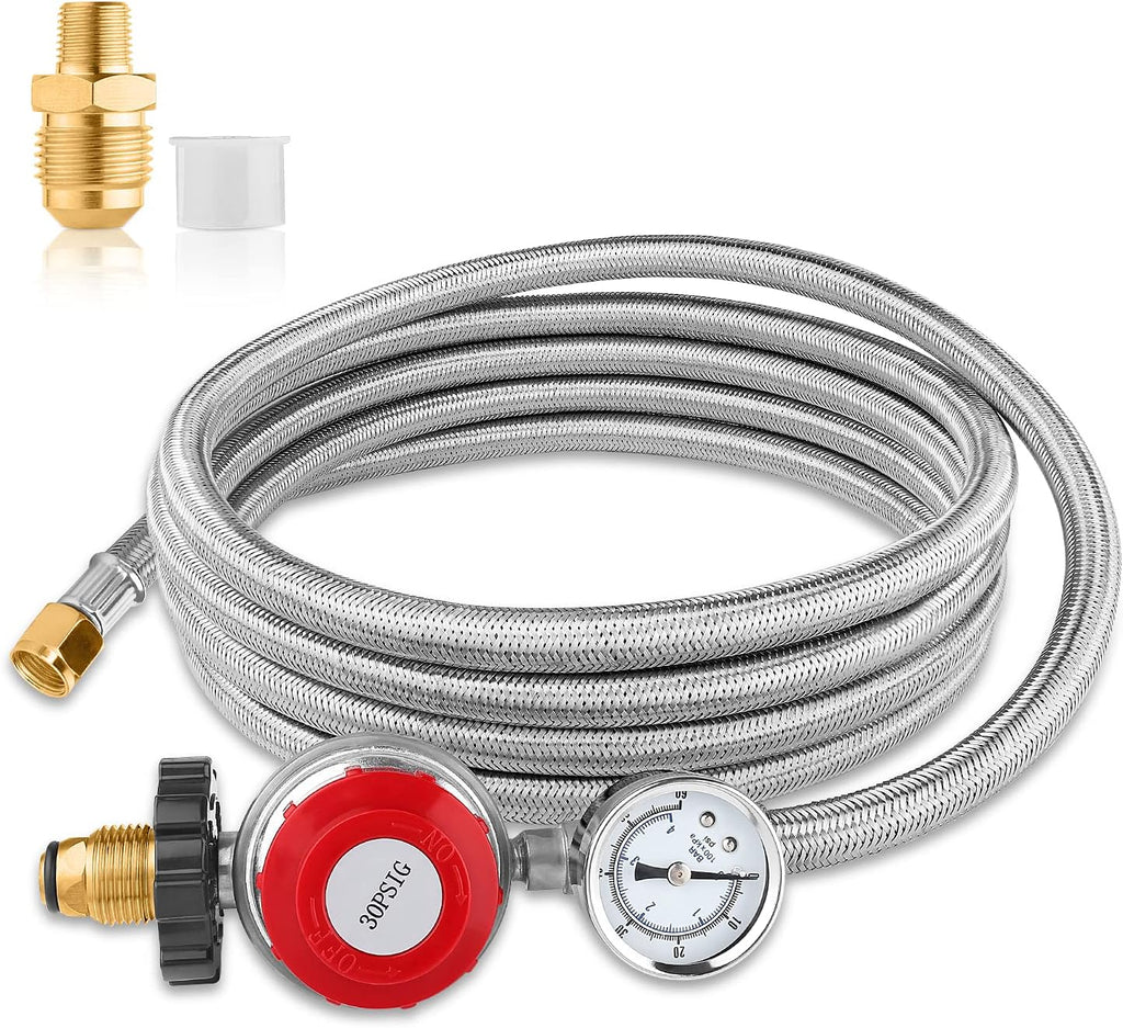 12 Foot High Pressure Adjustable Propane Regulator 0-30 PSI with Gauge P240