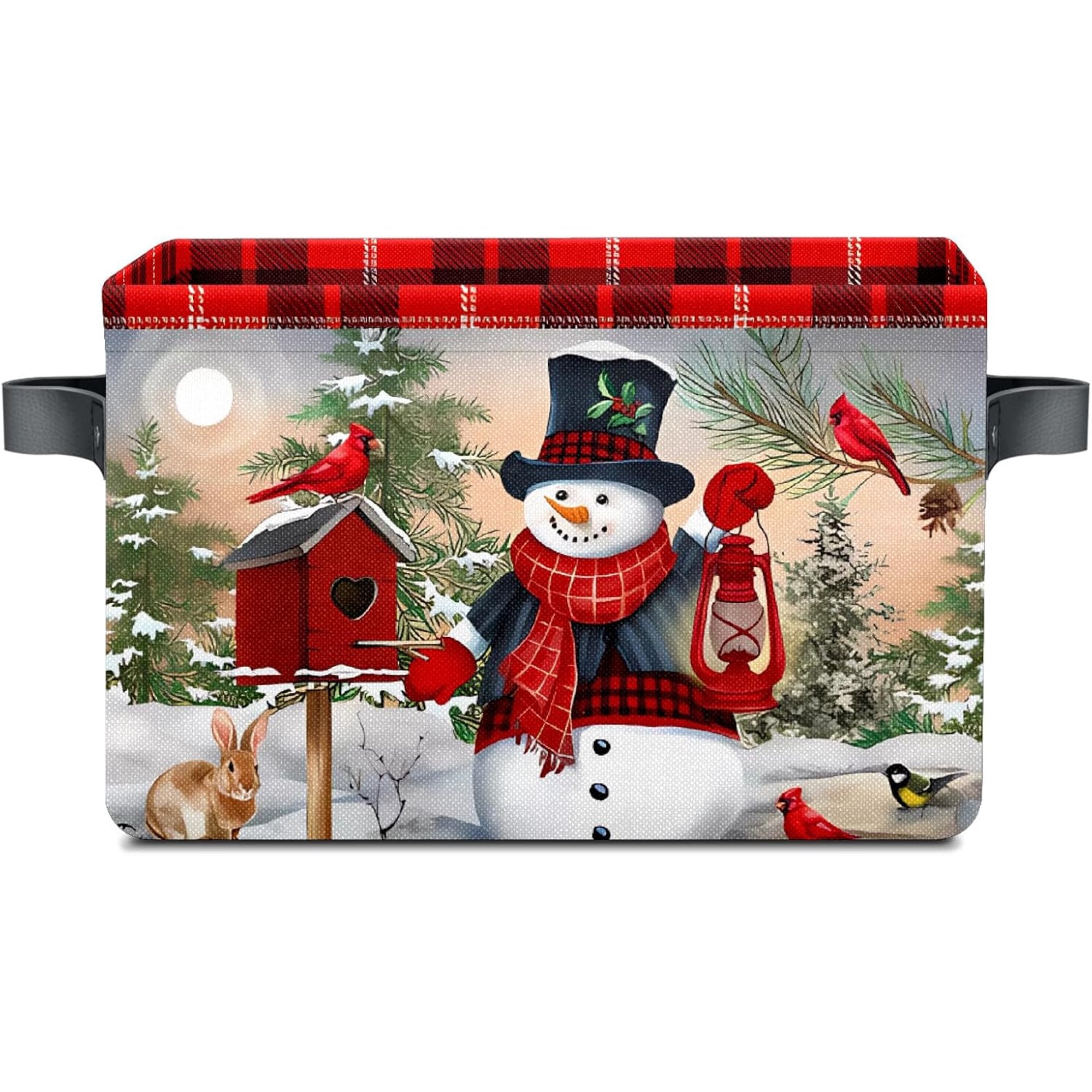 Christmas Snowman Fabric Storage Baskets with Handles, 2 count L4432