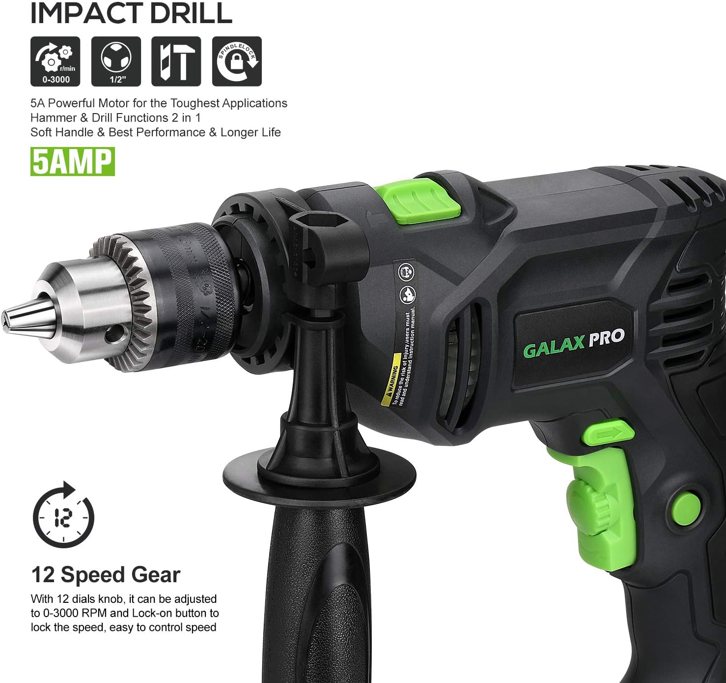 5Amp 1/2-inch Corded Impact Drill with 105pcs Accessories L648