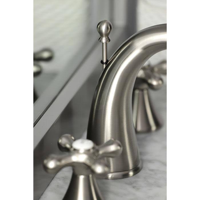 Satin Nickel Widespread Two Handle Lavatory Faucet with Brass Pop-Up K64097