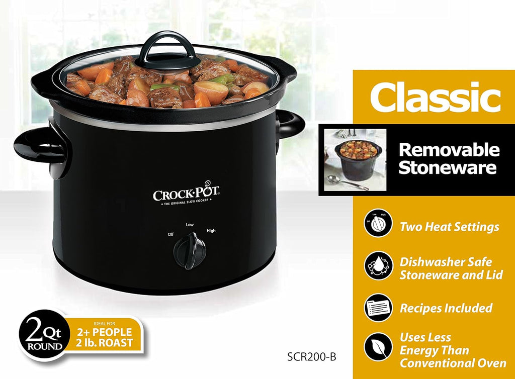 Black 2 Quart Manual Slow Cooker Y936