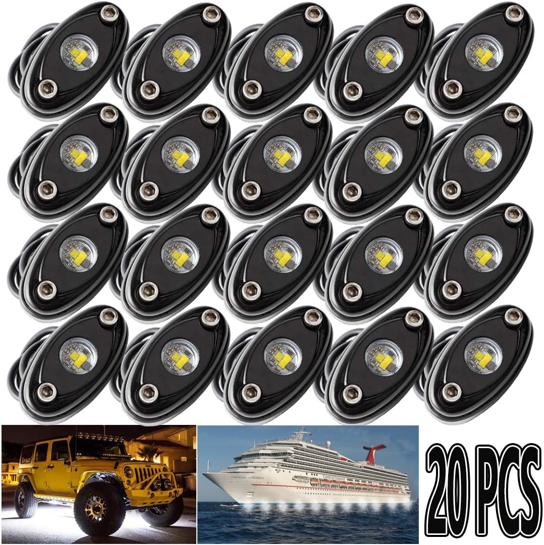 White 20PCS LED Rock Lights for Trucks Off Road Boat Car Auto ATV UTV SUV X141